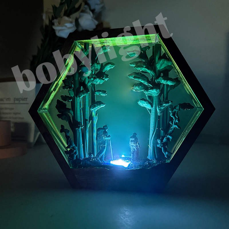Resin Artist - مصباح طاولة على شكل متنزه، إضاءة