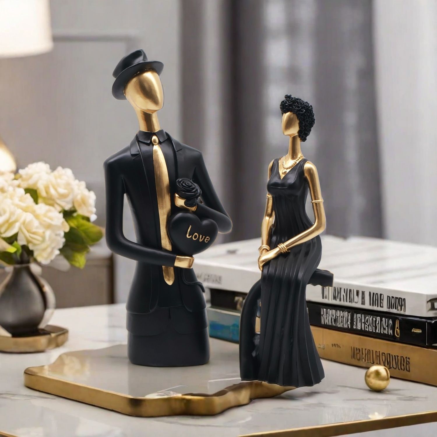 Resin Art Wedding Gift - تمثال ديكور من الراتنج بتصميم نورديك