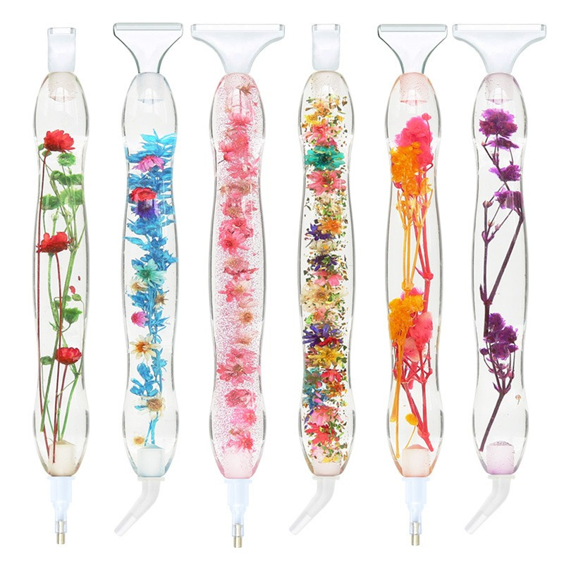 Resin Art With Flowers - مجموعة أقلام رسم بالألماس ثلاثية الأبعاد
