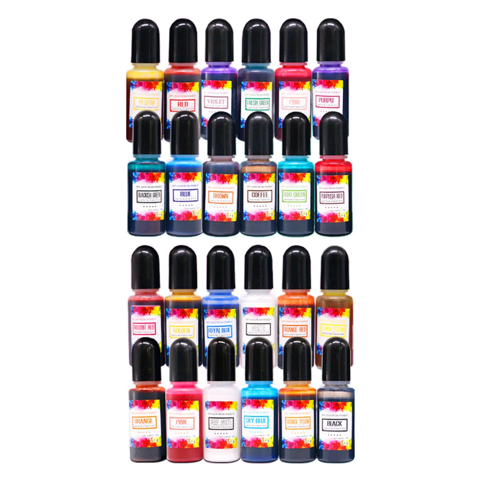 24 قطعة من أحبار الكحول، صبغة  - مراجعة Resin Pigment Alcohol Ink وسعره