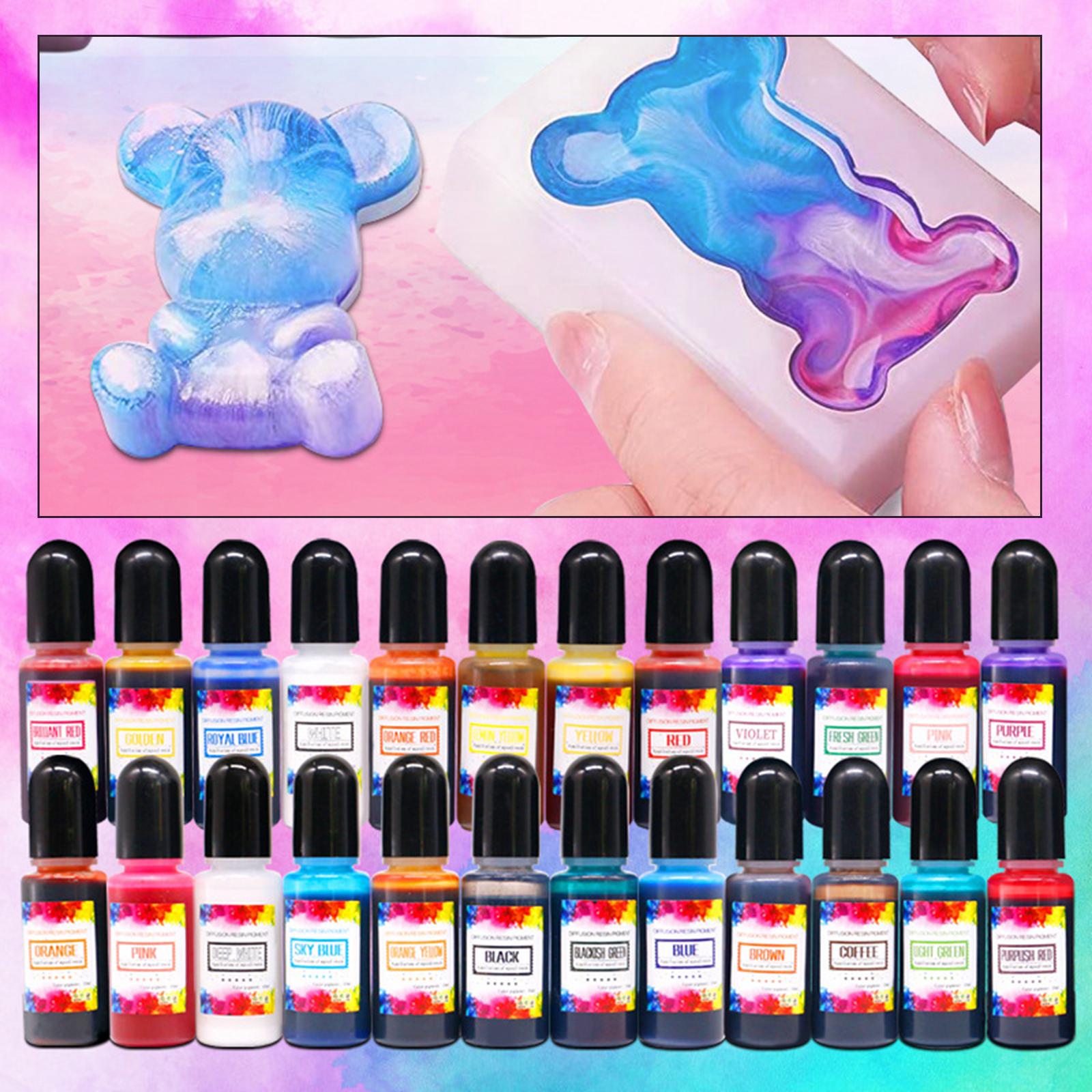24 قطعة من أحبار الكحول، صبغة  - مراجعة Resin Pigment Alcohol Ink وسعره