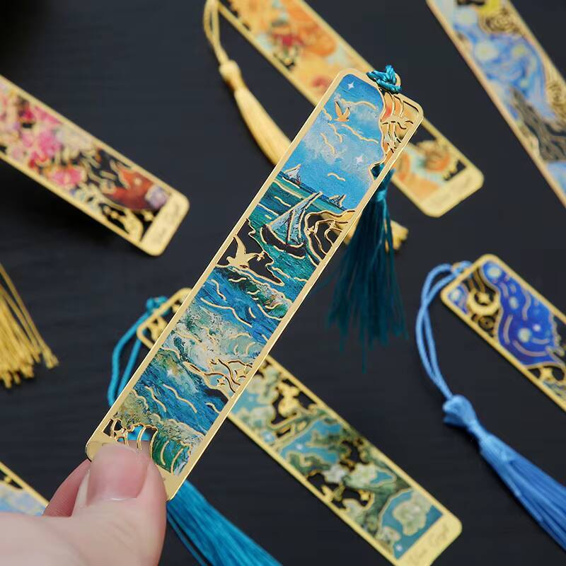 1-6-12 قطعة علامة كتاب معدنية  - مراجعة Resin Art Bookmark وسعره