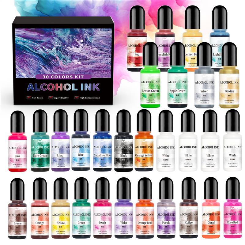 1 مجموعة الفن الحبر الكحول الا - مراجعة Resin Pigment Alcohol Ink وسعره