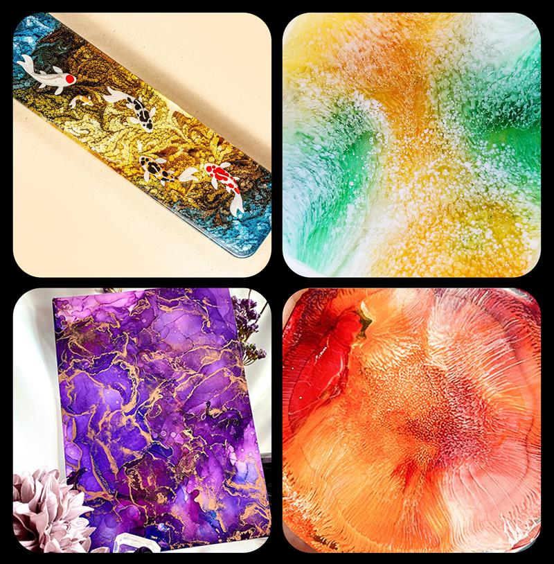 1 مجموعة الفن الحبر الكحول الا - مراجعة Resin Pigment Alcohol Ink وسعره