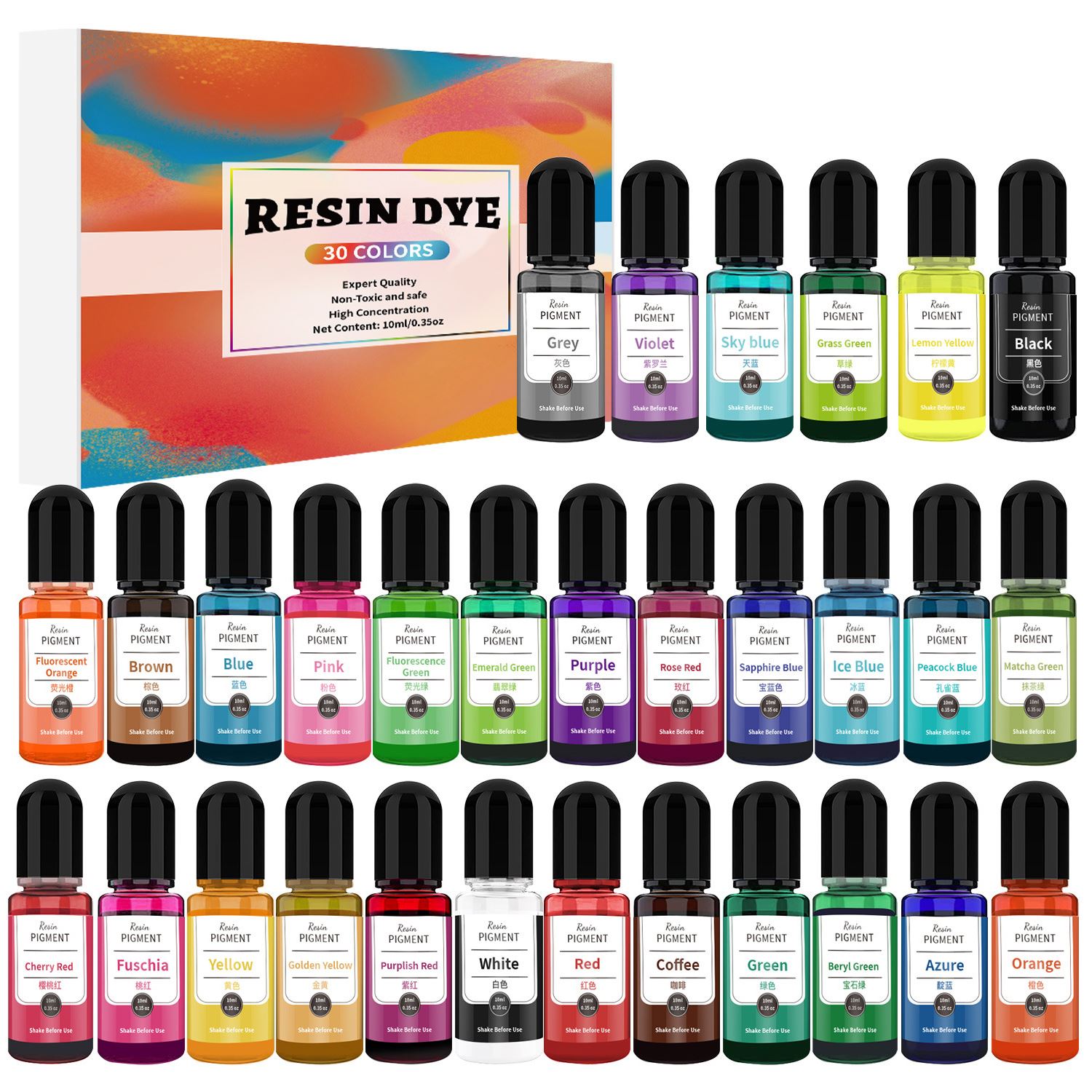 24/30 ألوان مجموعة 10 مللي الا - مراجعة Resin Pigment Alcohol Ink وسعره