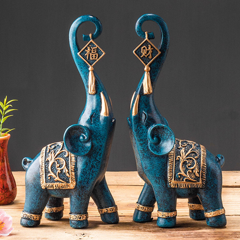 زوج من تماثيل الفيل الصينية عل - مراجعة Resin Art Wedding Gift وسعره