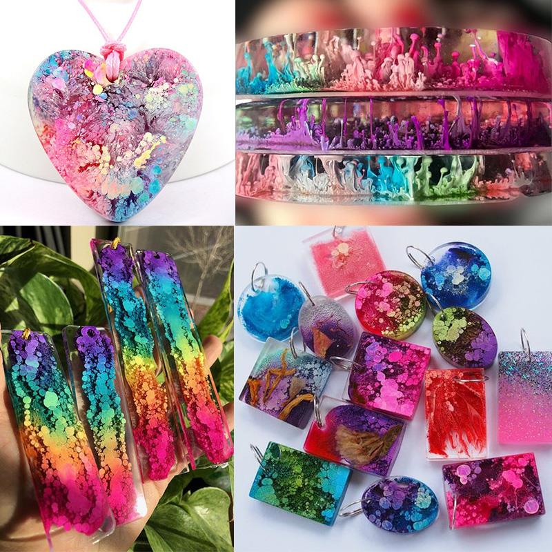 24 لون 10 مللي الفن الحبر الكح - مراجعة Resin Pigment Alcohol Ink وسعره