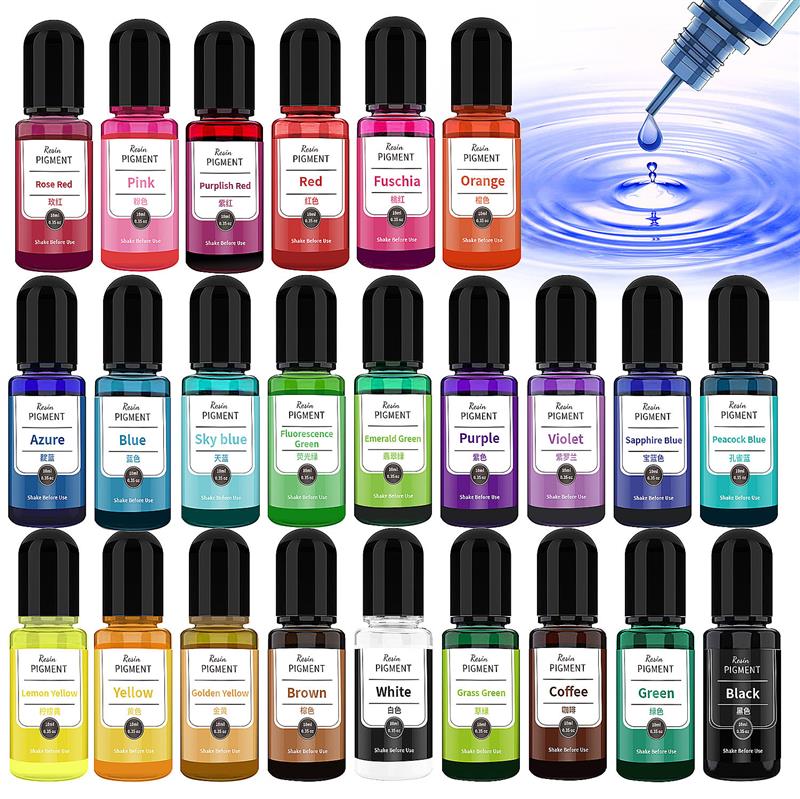 24 لون 10 مللي/زجاجة الايبوكسي - مراجعة Resin Pigment Alcohol Ink وسعره